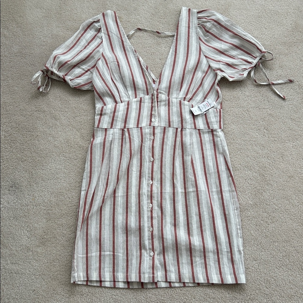 NWT Ardene Red and White Striped Mini Dress 100% Cotton